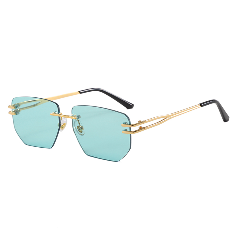 New Custom Logo Luxury Rimless Metal Frames Sunglasses Women Men