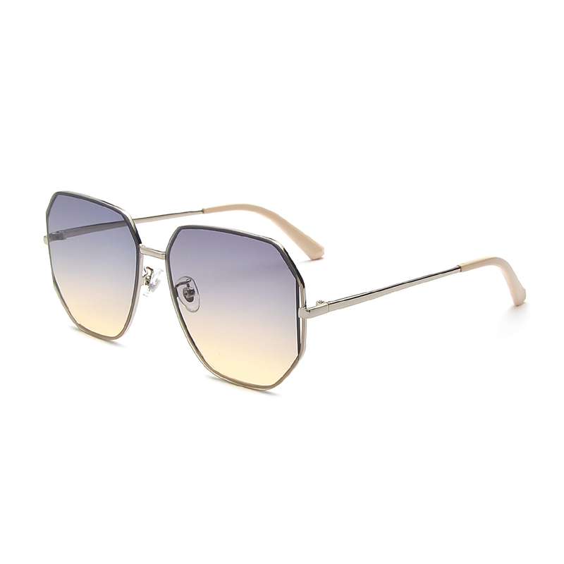 Oversized Fashion Full Frame Gradually Metal Sunglasses