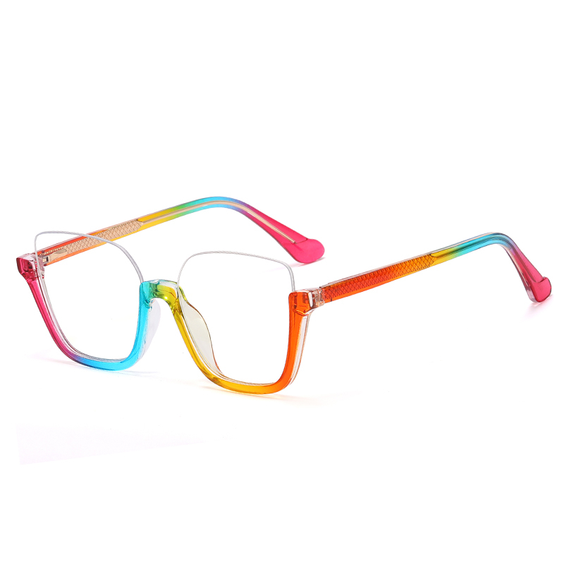 New Design Plastic Half Frame Fashion Rainbow Eyeglasses For Woman