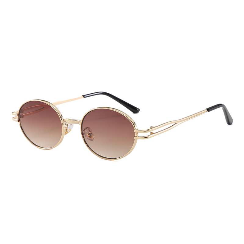 Wl2045 Sleek Double-Bar Round Metal Sunglasses Uv400 Men