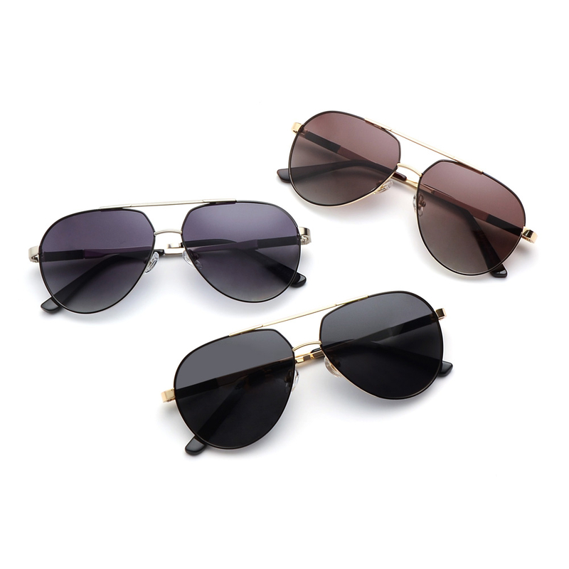 Oversize Pilot Metal Double Bridge Sunglasses