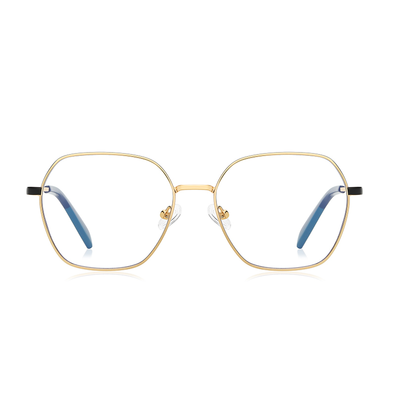 Designers Irregular Metal Blue Ray Optical Frame For Unisex