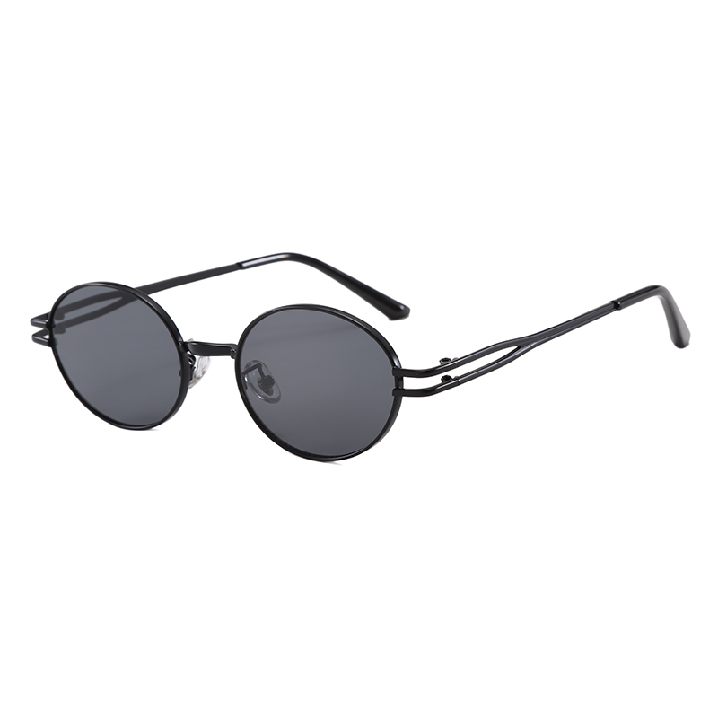 Wl2045 Sleek Double-Bar Round Metal Sunglasses Uv400 Men