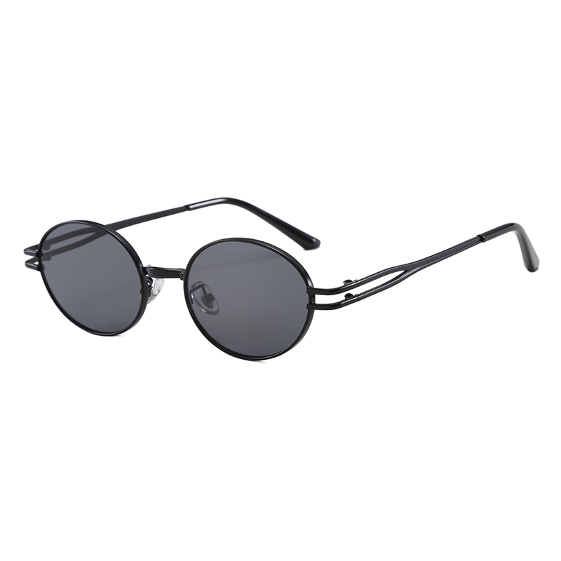 Wl2045 Sleek Double-Bar Round Metal Sunglasses Uv400 Men
