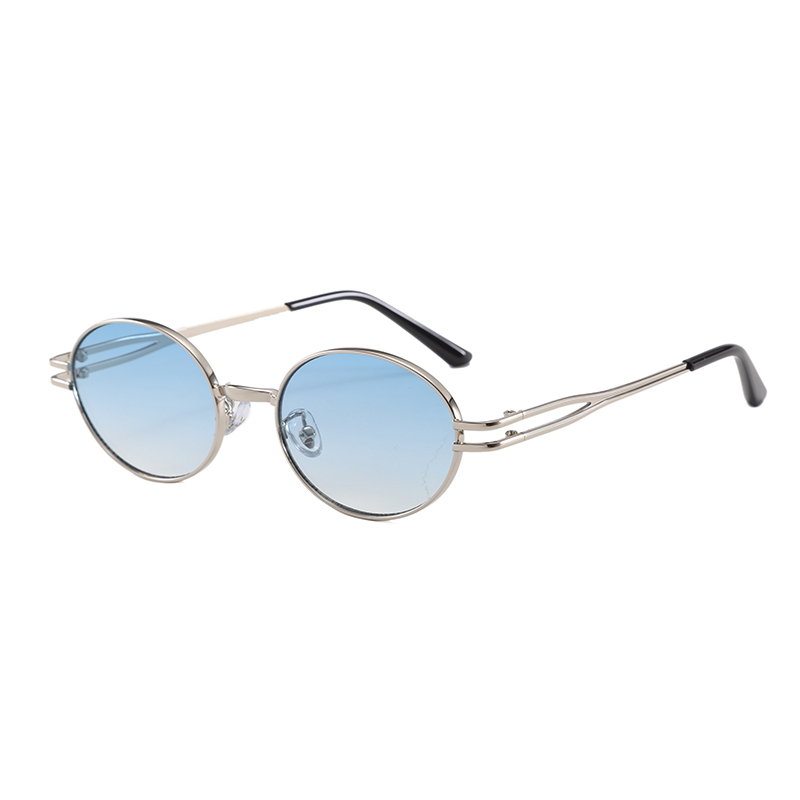 Wl2045 Sleek Double-Bar Round Metal Sunglasses Uv400 Men
