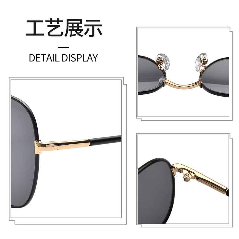 Oversized Square Polarized Metal Sunglasses For Unisex