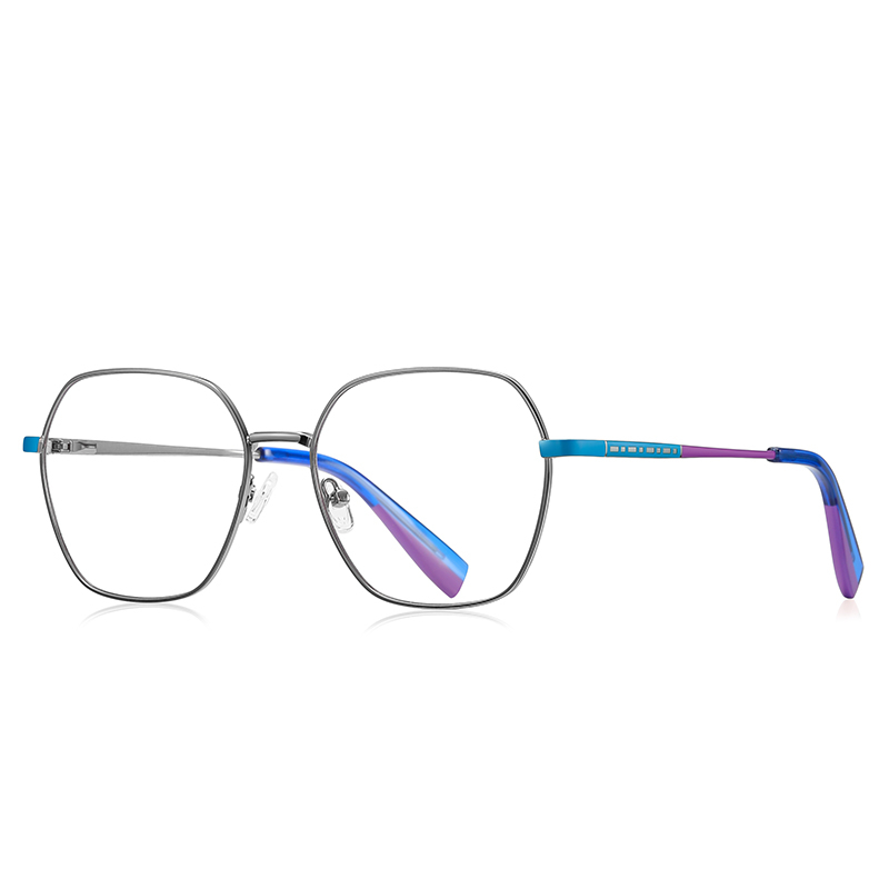 Designers Irregular Metal Blue Ray Optical Frame For Unisex