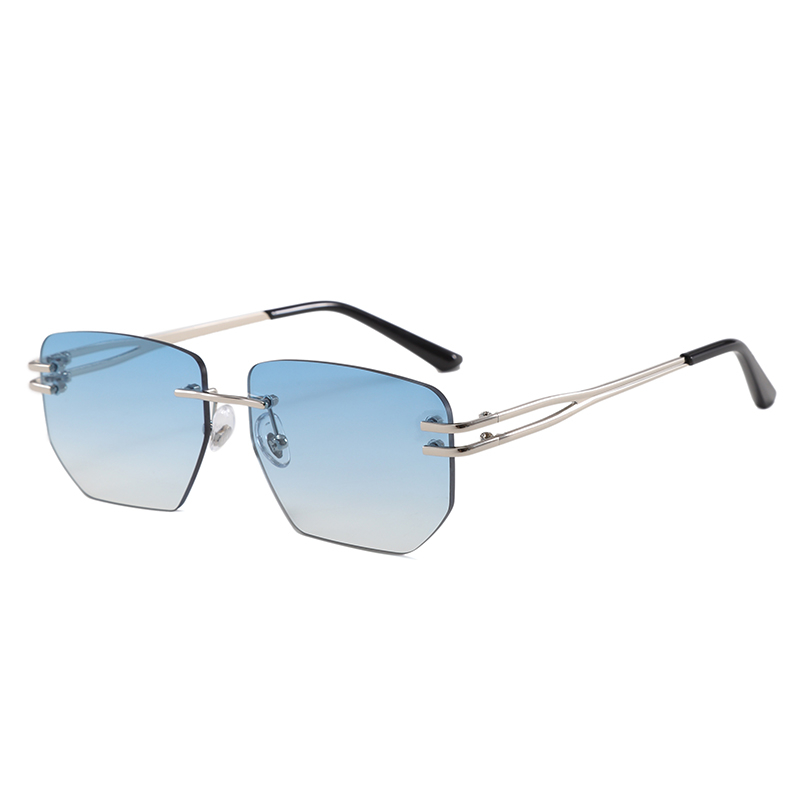 New Custom Logo Luxury Rimless Metal Frames Sunglasses Women Men