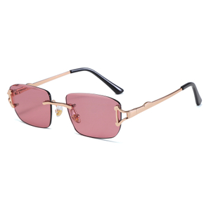 Wholesale Fashion Simple Outdoor Sun Protection Metal Rimless Oval Multi-Color Sunglasses