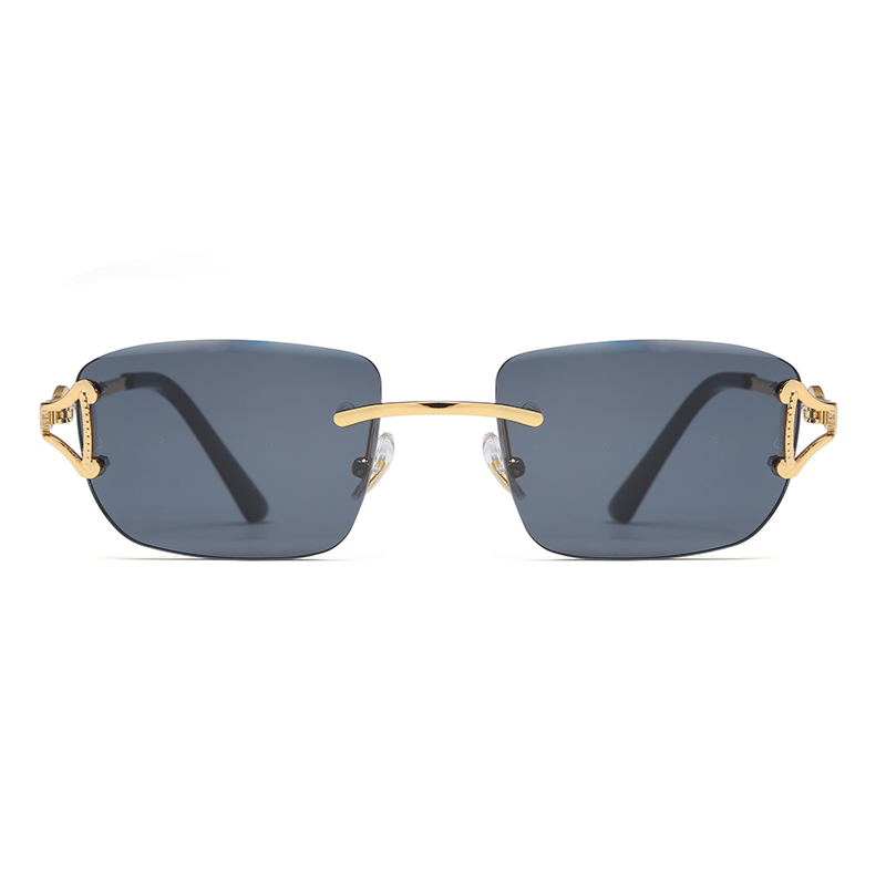 Wholesale Fashion Simple Outdoor Sun Protection Metal Rimless Oval Multi-Color Sunglasses