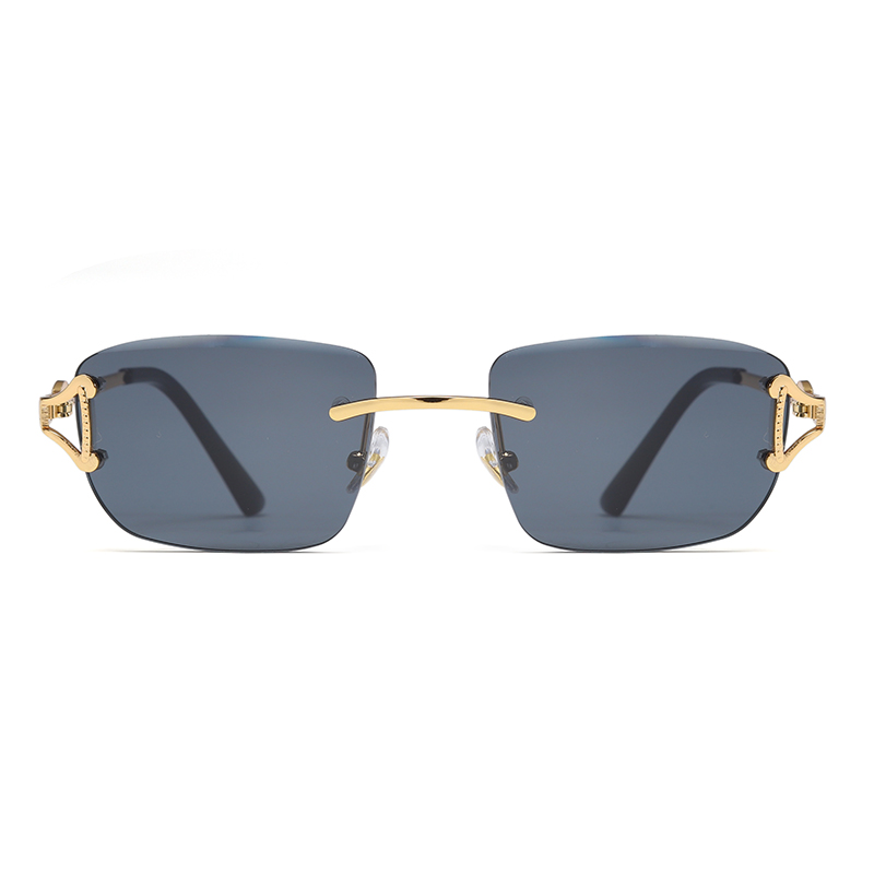 Wholesale Fashion Simple Outdoor Sun Protection Metal Rimless Oval Multi-Color Sunglasses