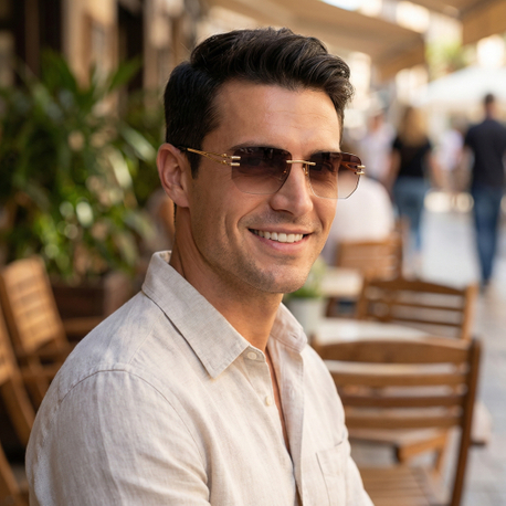 New Custom Logo Luxury Rimless Metal Frames Sunglasses Women Men