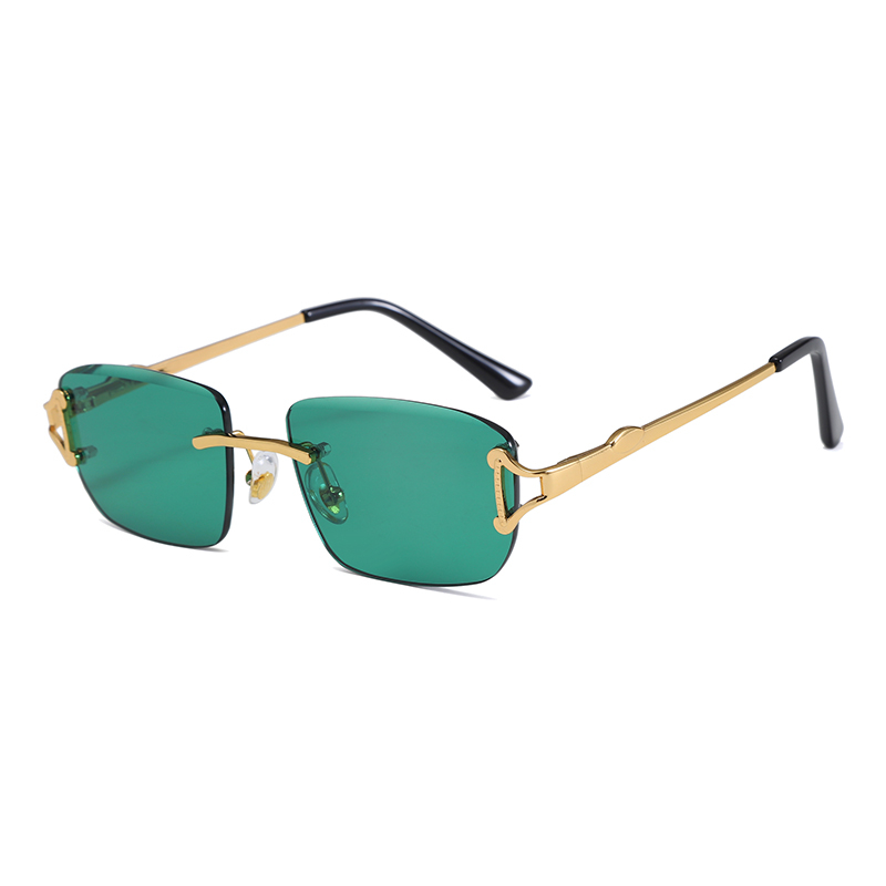 Wholesale Fashion Simple Outdoor Sun Protection Metal Rimless Oval Multi-Color Sunglasses