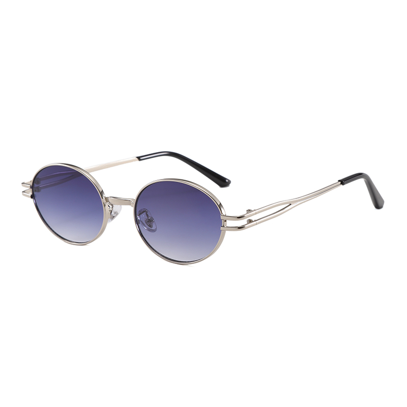 Wl2045 Sleek Double-Bar Round Metal Sunglasses Uv400 Men