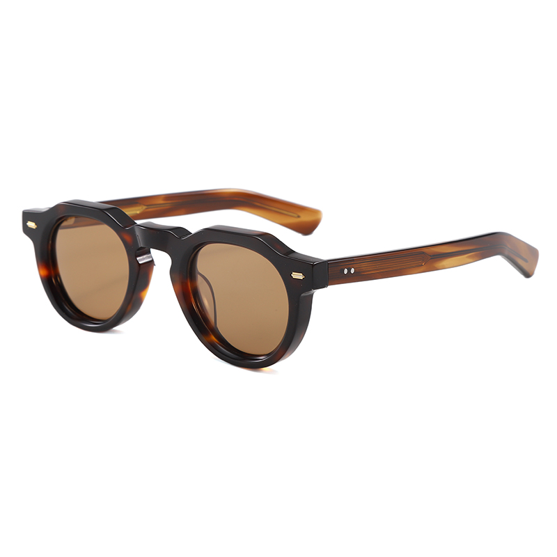 Vintage Thick Frame Round Acetate Polarized Sunglasses YSAT3003 S