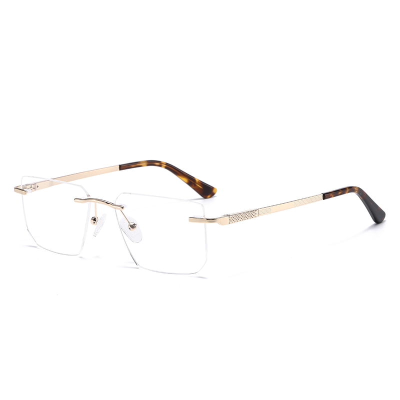 Business Square Premium Textured Rimless Metal Optical Frame For Men YSHF2638