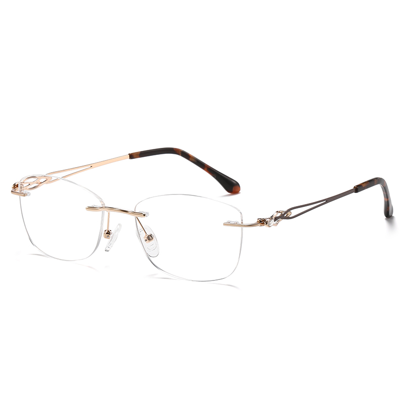Elegant Hollow Rimless Metal Eyeglasses YSHF2611