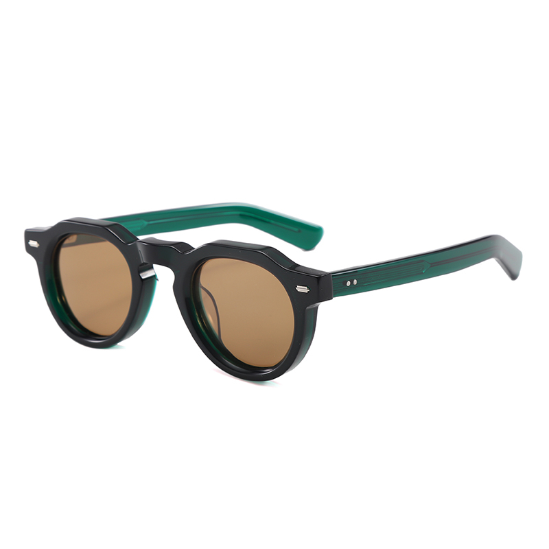 Vintage Thick Frame Round Acetate Polarized Sunglasses YSAT3003 S