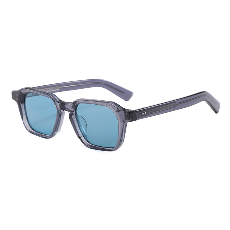 Retro Black Frame Polygonal Geometric Design Acetate Sunglasses YSAT3004 S