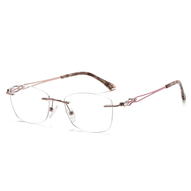 Elegant Hollow Rimless Metal Eyeglasses YSHF2611