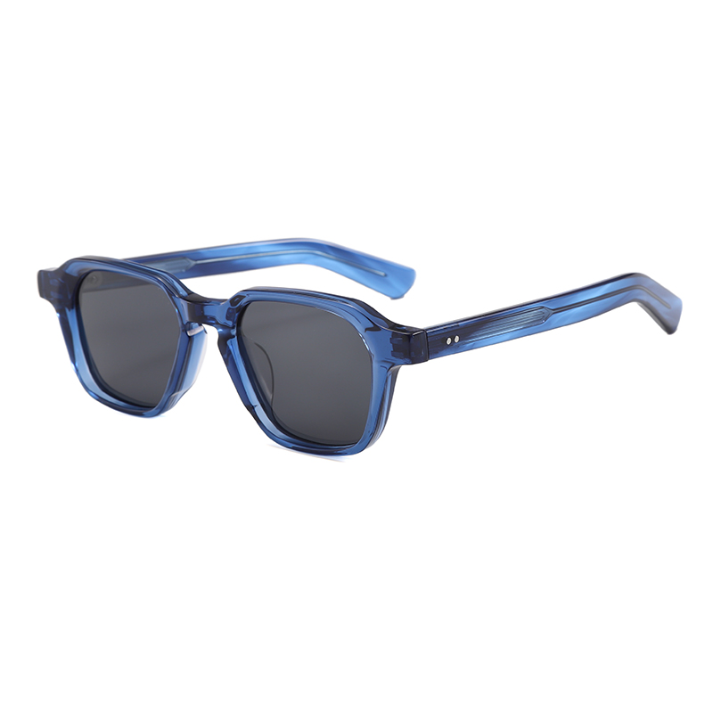 Retro Black Frame Polygonal Geometric Design Acetate Sunglasses YSAT3004 S