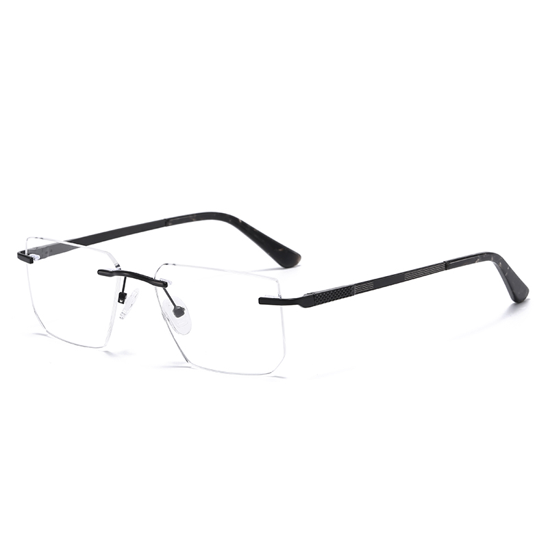 Business Square Premium Textured Rimless Metal Optical Frame For Men YSHF2638