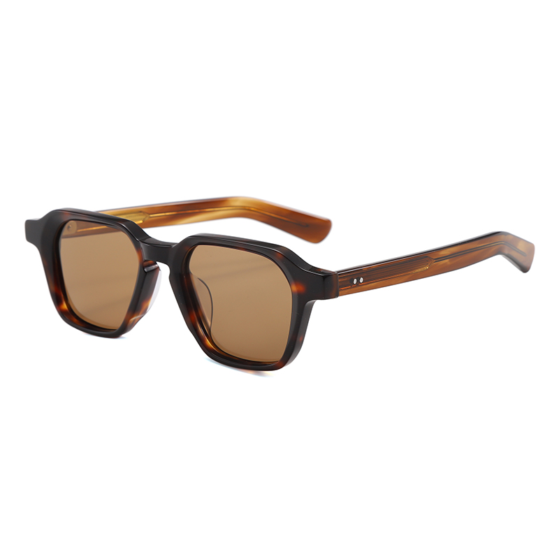 Retro Black Frame Polygonal Geometric Design Acetate Sunglasses YSAT3004 S