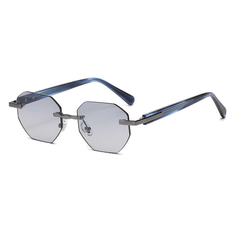 Rimless Octagon Gradient Lens Lightweight Sunglasses YSHS7001