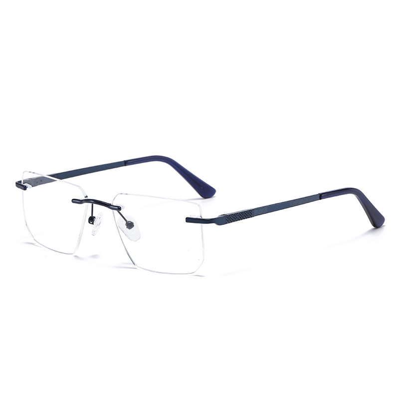 Business Square Premium Textured Rimless Metal Optical Frame For Men YSHF2638