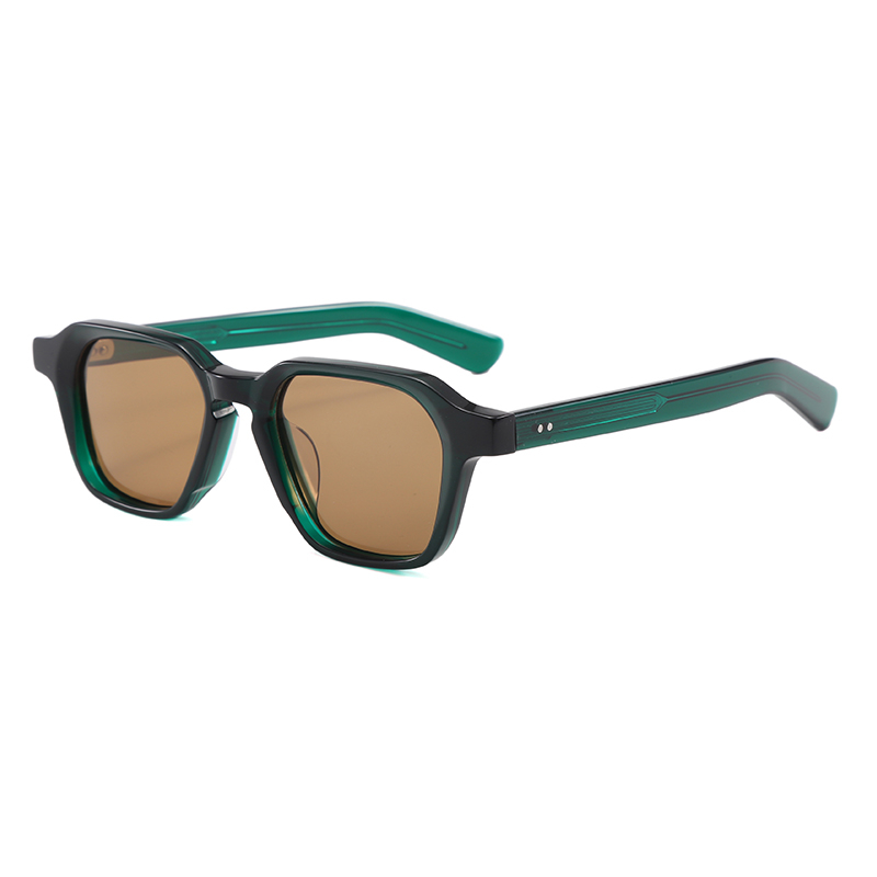 Retro Black Frame Polygonal Geometric Design Acetate Sunglasses YSAT3004 S
