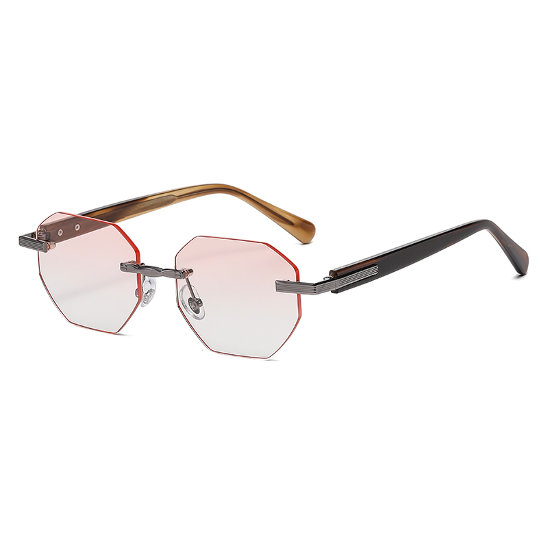 Rimless Octagon Gradient Lens Lightweight Sunglasses YSHS7001