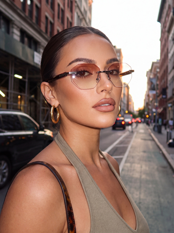 Rimless Octagon Gradient Lens Lightweight Sunglasses YSHS7001
