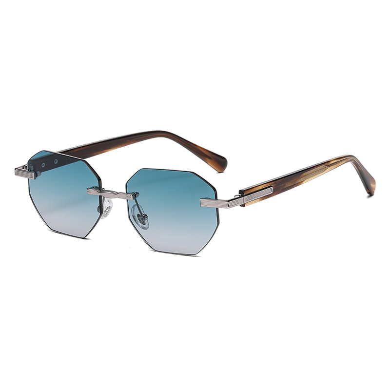 Rimless Octagon Gradient Lens Lightweight Sunglasses YSHS7001