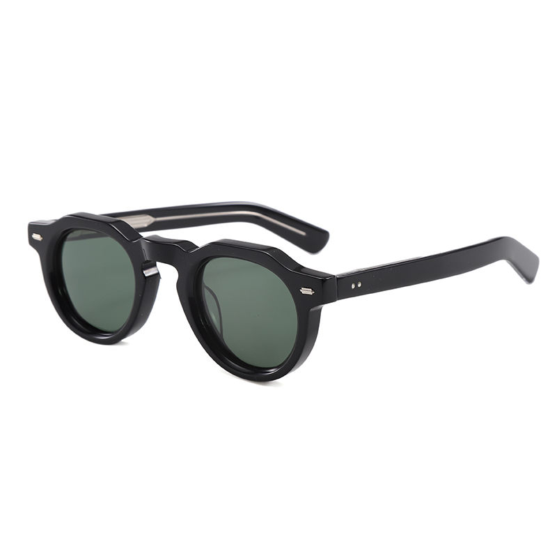 Vintage Thick Frame Round Acetate Polarized Sunglasses YSAT3003 S
