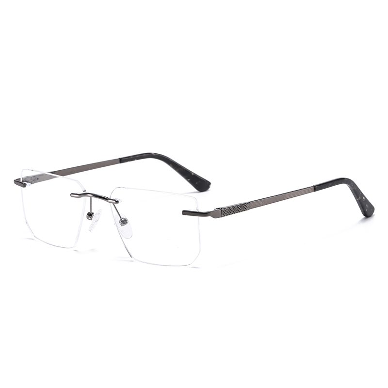 Business Square Premium Textured Rimless Metal Optical Frame For Men YSHF2638