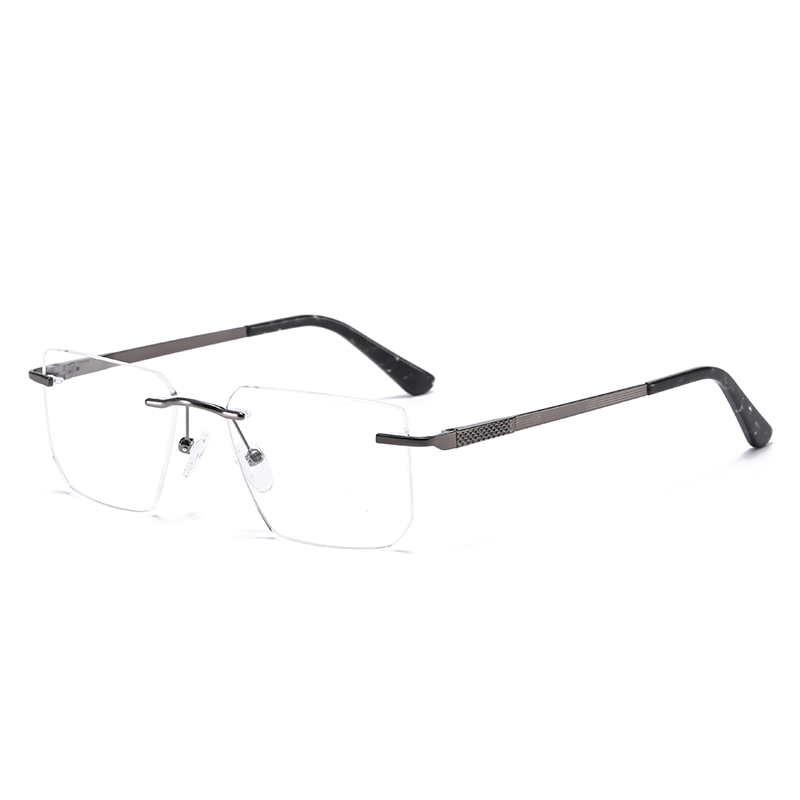 Business Square Premium Textured Rimless Metal Optical Frame For Men YSHF2638